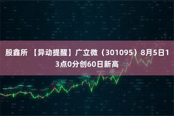 股鑫所 【异动提醒】广立微（301095）8月5日13点0分创60日新高